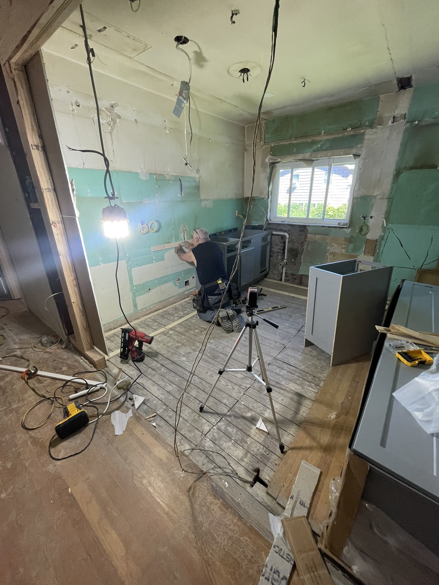 Kitchen demo — plumbing and electrical rough-in