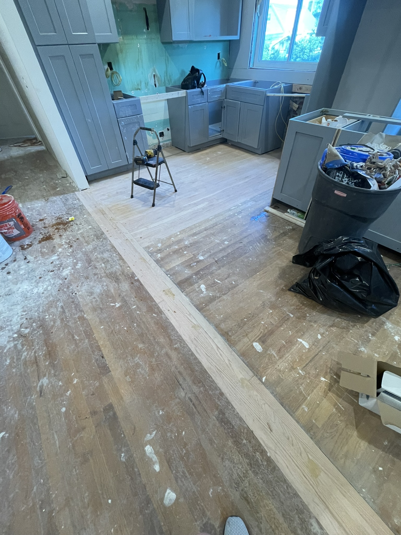 Kitchen cabinet installation in progress Long Island